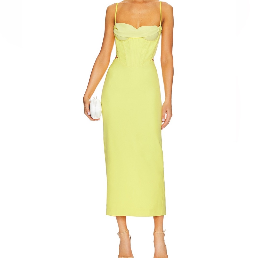 Bardot midi dress in yellow